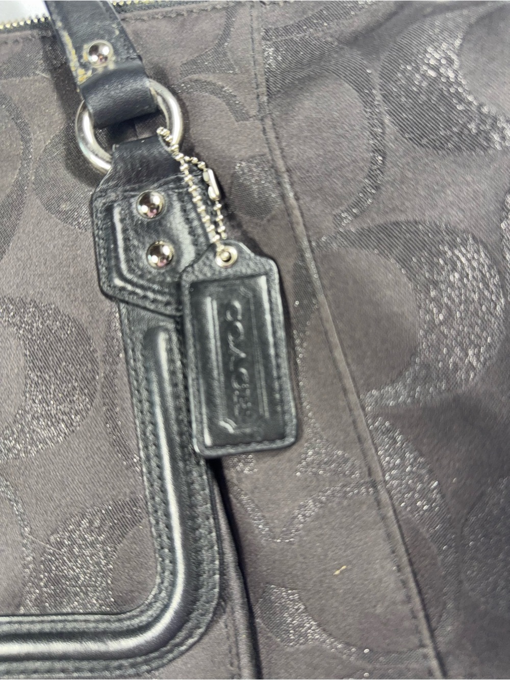 Coach Campbell Signature Jacquard Satchel Shoulder Bag Black Silver - Picture 11 of 11